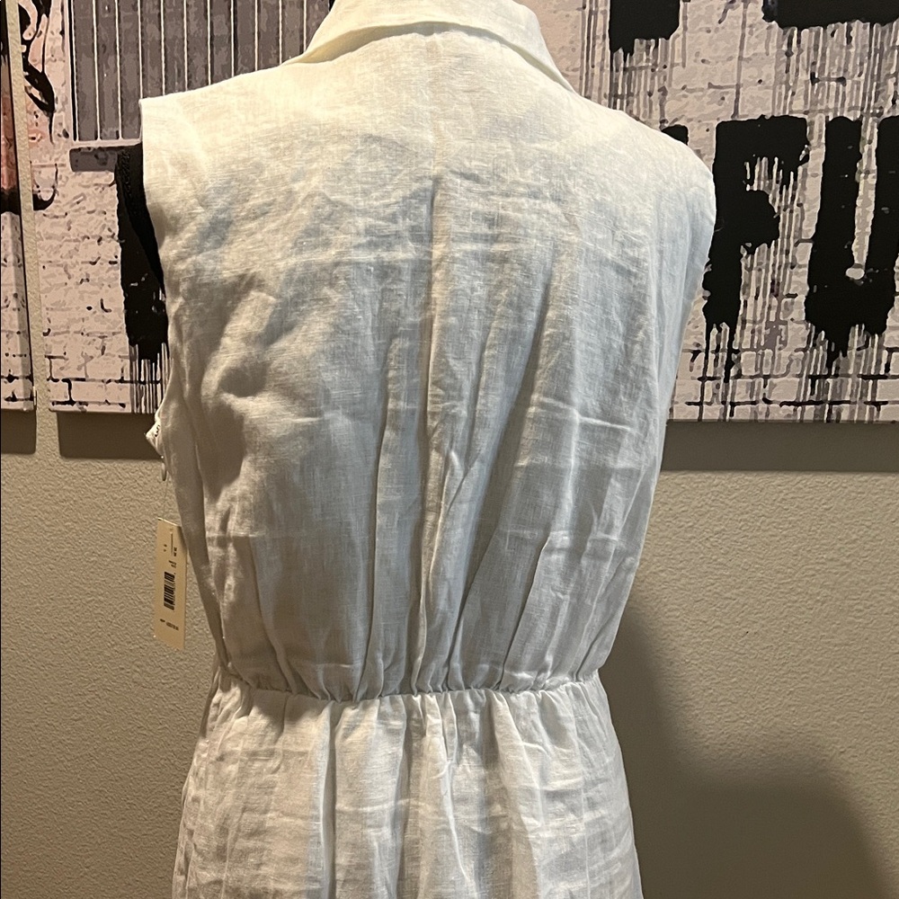 Magaschoni White Button-Down Linen Maxi Dress - Picture 3 of 7